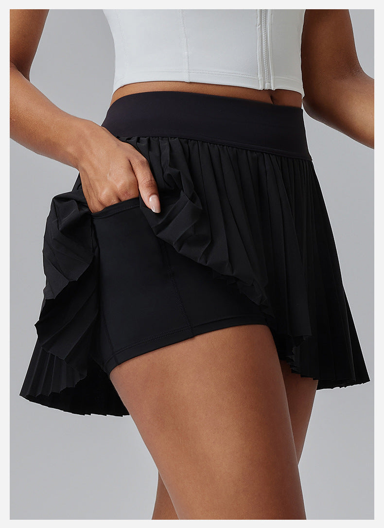 Pleated Tennis Skirt - Women's Anti-See-Through Hip Cover Design
