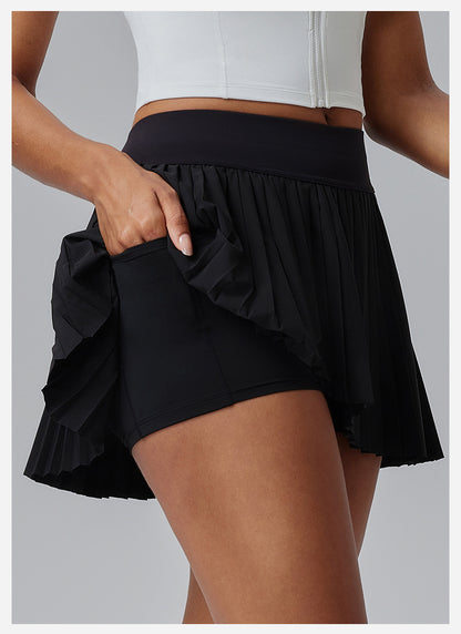 Pleated Tennis Skirt - Women's Anti-See-Through Hip Cover Design